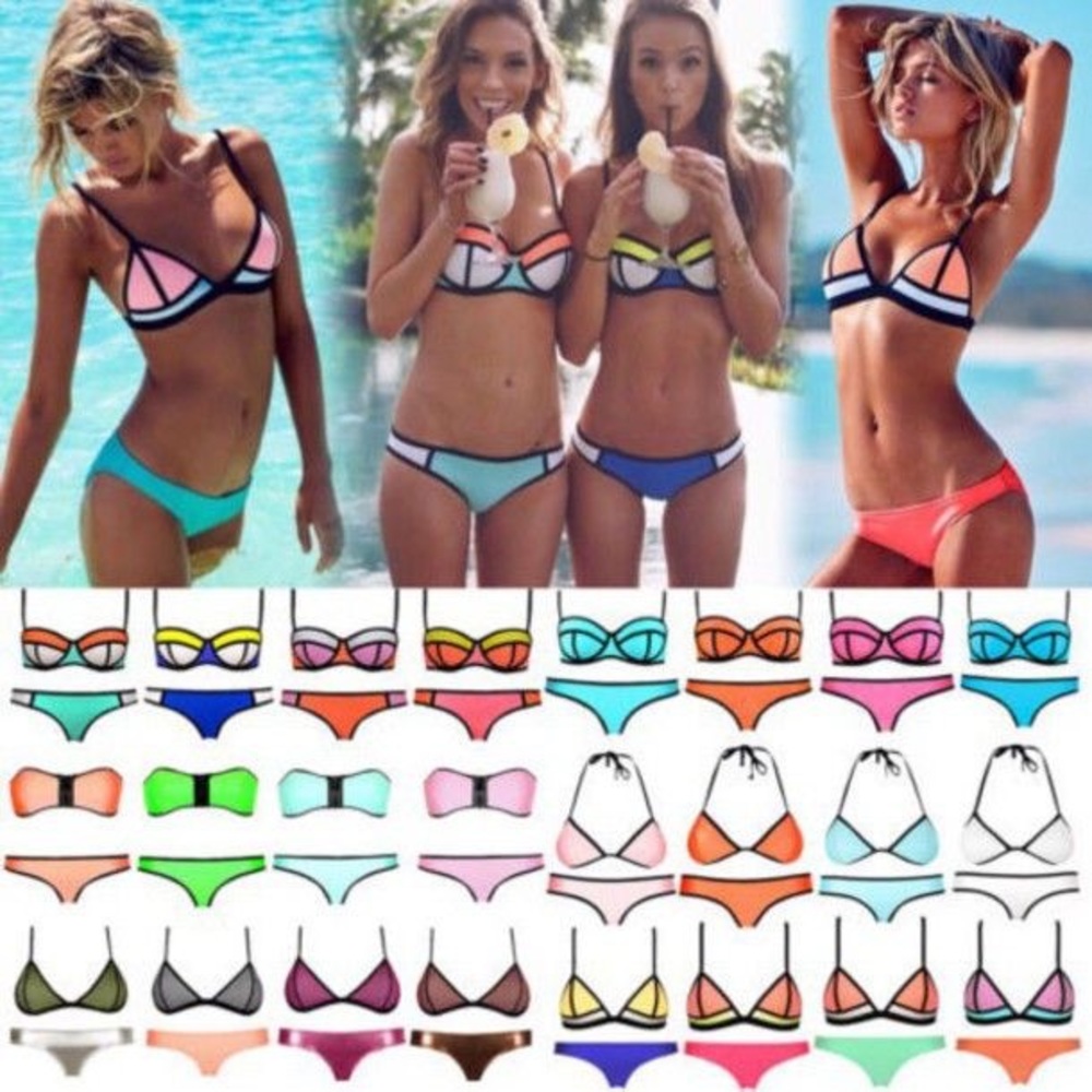 Multicolored Triangl Bikini Top